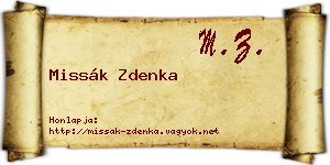 Missák Zdenka névjegykártya